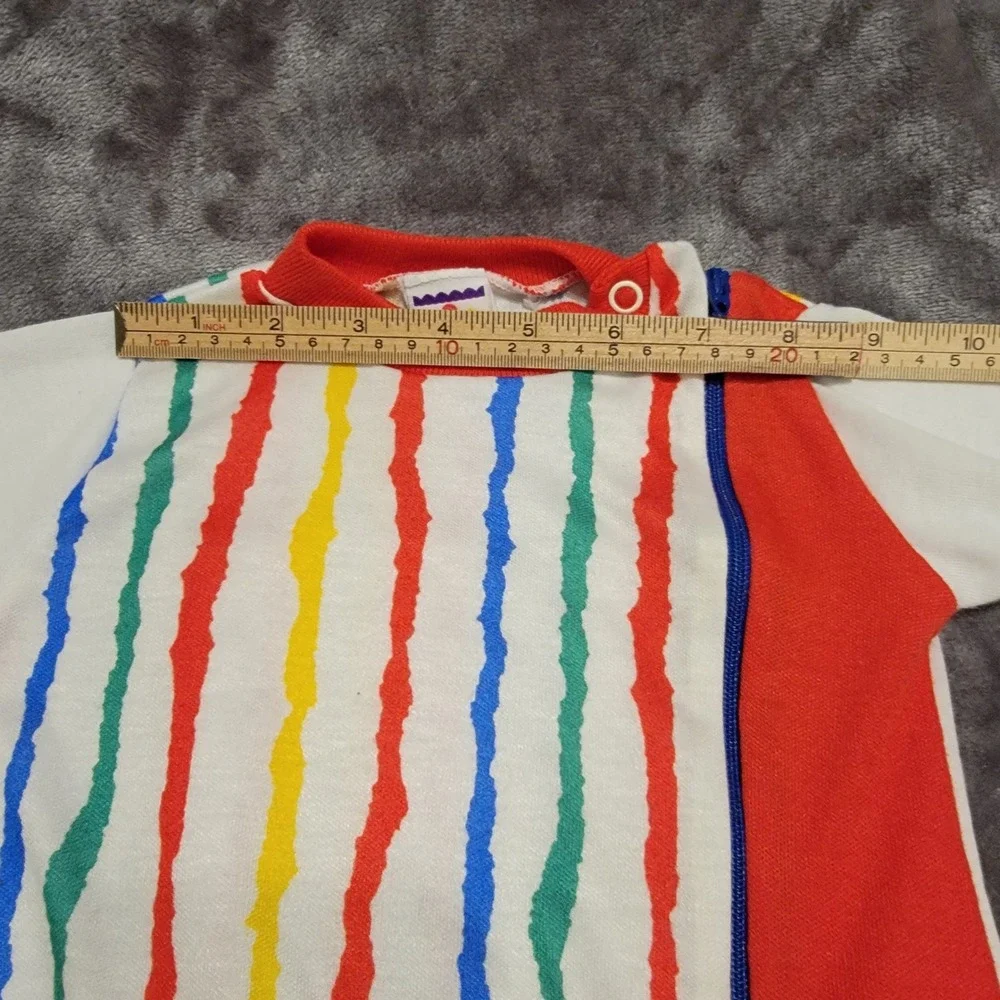 Vintage Circo Footed Sleeper Baby Medium White Colorful Excellent Striped Zip